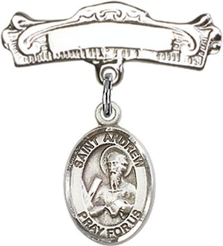 Sterling Silver Badge Pin St. Andrew the Apostle Baby Badge - Engravable