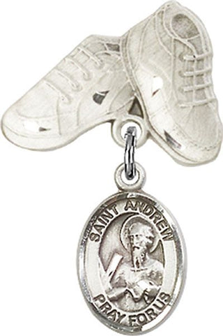 Sterling Silver Baby Boots St. Andrew the Apostle Baby Badge - Engravable
