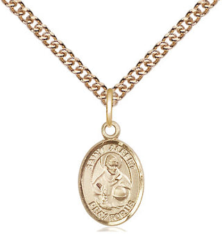 14kt Gold Saint Albert the Great Medal Engraved Catholic Saint Jewelry