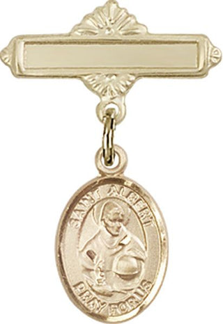 14kt Gold Filled Polished Badge Pin St. Albert the Great Baby Badge - Engravable