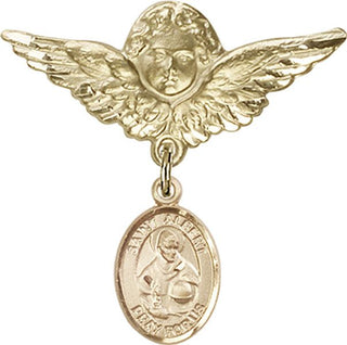 14kt Gold Filled Large Angel w/Wings St. Albert the Great Baby Badge - Engravable
