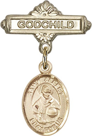 14kt Gold Filled Godchild St. Albert the Great Baby Badge - Engravable