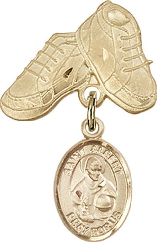 14kt Gold Filled Baby Boots St. Albert the Great Baby Badge - Engravable