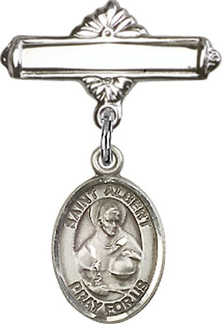 Sterling Silver Polished Badge Pin St. Albert the Great Baby Badge - Engravable