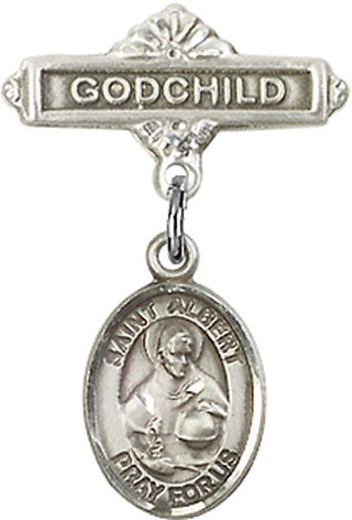 Sterling Silver Godchild St. Albert the Great Baby Badge - Engravable