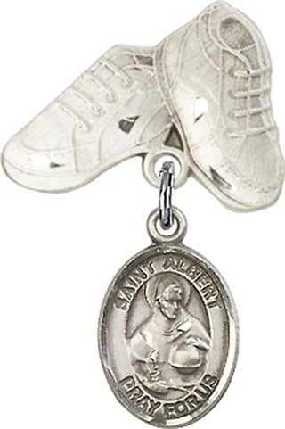 Sterling Silver Baby Boots St. Albert the Great Baby Badge - Engravable