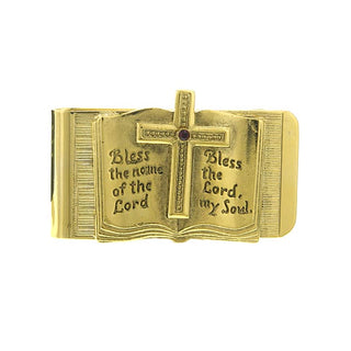Gold-Tone Open Bible Bless The Lord Money Clip