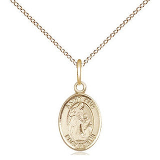 14kt Gold Saint Ann Medal Engraved Catholic Saint Jewelry