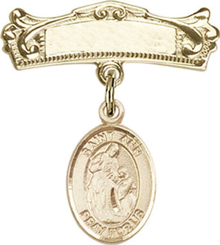 14kt Gold Filled Badge Pin St. Ann Baby Badge - Engravable