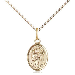 14kt Gold Saint Agatha Medal Engraved Catholic Saint Jewelry