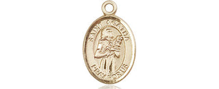 14kt Gold Saint Agatha Medal Engraved Catholic Saint Jewelry