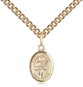 14kt Gold Saint Agatha Medal Engraved Catholic Saint Jewelry