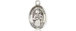 Pewter Saint Agatha Medal Engraved Catholic Saint Jewelry