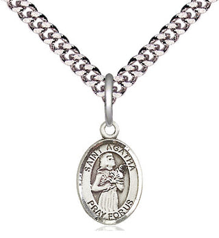Pewter Saint Agatha Medal Religious and Catholic Jewelry Engraved Catholic Saint Jewelry
