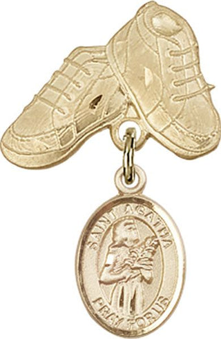 14kt Gold Filled Baby Boots St. Agatha Baby Badge - Engravable