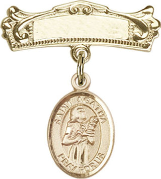 14kt Gold Badge Pin St. Agatha Baby Badge - Engravable