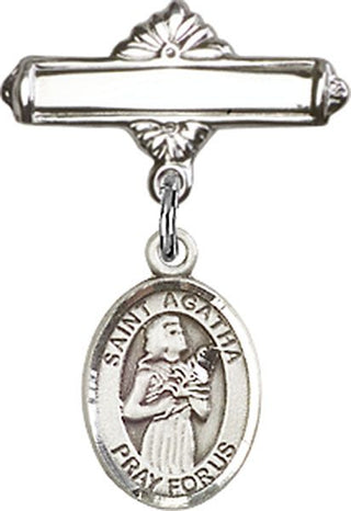 Sterling Silver Polished Badge Pin St. Agatha Baby Badge - Engravable