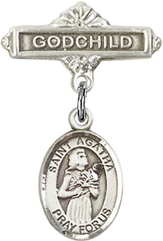 Sterling Silver Godchild St. Agatha Baby Badge - Engravable