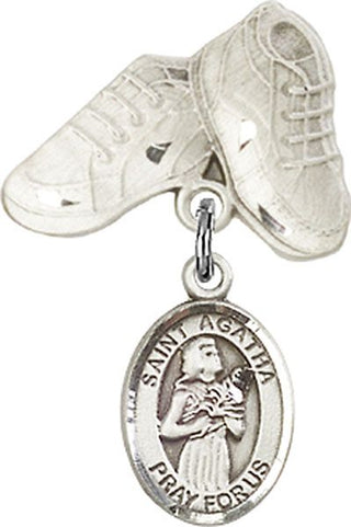 Sterling Silver Baby Boots St. Agatha Baby Badge - Engravable