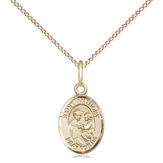 14kt Gold Saint Anthony of Padua Medal Engraved Catholic Saint Jewelry