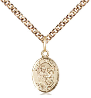 14kt Gold Saint Anthony of Padua Medal Engraved Catholic Saint Jewelry