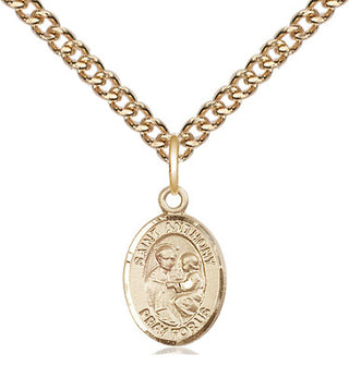 14kt Gold Saint Anthony of Padua Medal Engraved Catholic Saint Jewelry