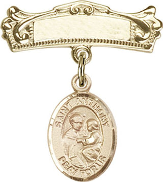 14kt Gold Filled Badge Pin St. Anthony of Padua Baby Badge - Engravable