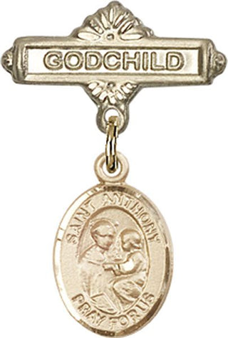 14kt Gold Filled Godchild St. Anthony of Padua Baby Badge - Engravable