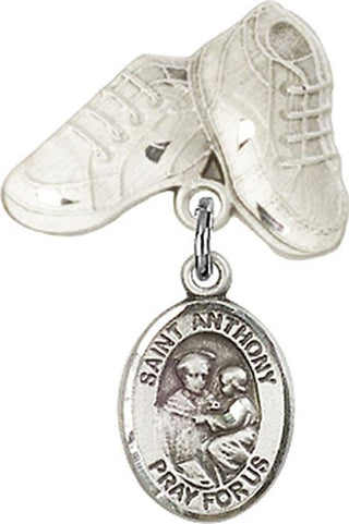 Sterling Silver Baby Boots St. Anthony of Padua Baby Badge - Engravable