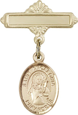 14kt Gold Polished Badge Pin St. Apollonia Baby Badge - Engravable