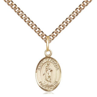 14kt Gold Saint Barbara Medal Engraved Catholic Saint Jewelry