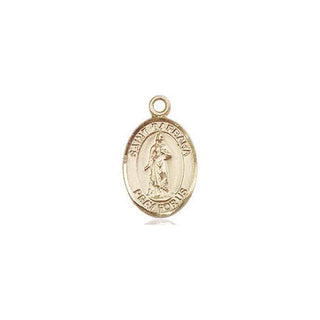 14kt Gold Saint Barbara Medal Engraved Catholic Saint Jewelry
