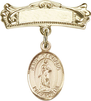 14kt Gold Filled Badge Pin St. Barbara Baby Badge - Engravable