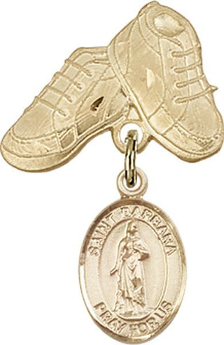 14kt Gold Filled Baby Boots St. Barbara Baby Badge - Engravable