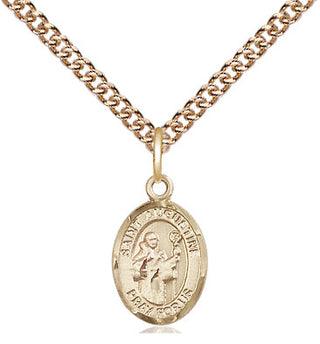 14kt Gold Saint Augustine Medal Engraved Catholic Saint Jewelry