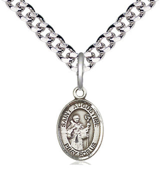Pewter Saint Augustine Medal Religious and Catholic Jewelry Engraved Catholic Saint Jewelry
