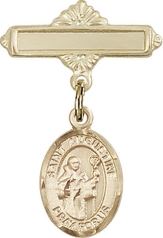 14kt Gold Filled Polished Badge Pin St. Augustine Baby Badge - Engravable