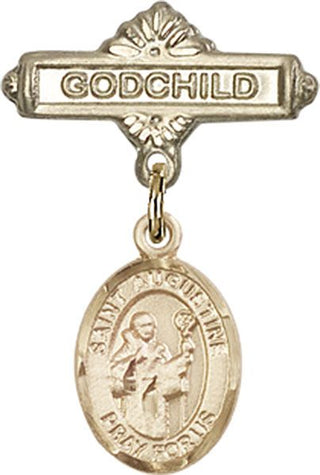 14kt Gold Filled Godchild St. Augustine Baby Badge - Engravable