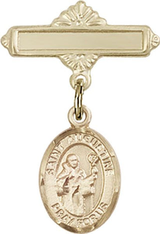 14kt Gold Polished Badge Pin St. Augustine Baby Badge - Engravable