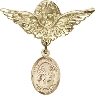 14kt Gold Large Angel w/Wings St. Augustine Baby Badge - Engravable