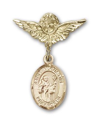14kt Gold Small Angel w/Wings St. Augustine Baby Badge - Engravable
