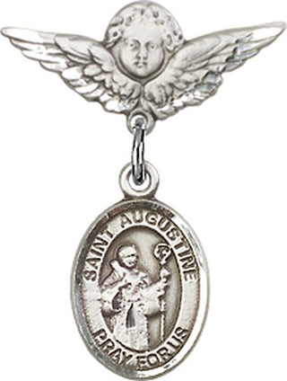 Sterling Silver Small Angel w/Wings St. Augustine Baby Badge - Engravable