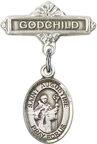 Sterling Silver Godchild St. Augustine Baby Badge - Engravable