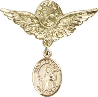 14kt Gold Filled Large Angel w/Wings St. Benedict Baby Badge - Engravable