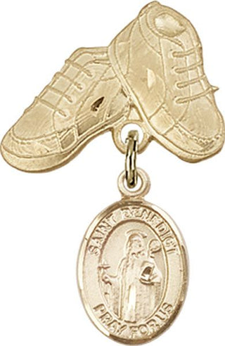 14kt Gold Filled Baby Boots St. Benedict Baby Badge - Engravable