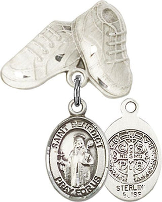 Sterling Silver Baby Boots St. Benedict Baby Badge - Engravable