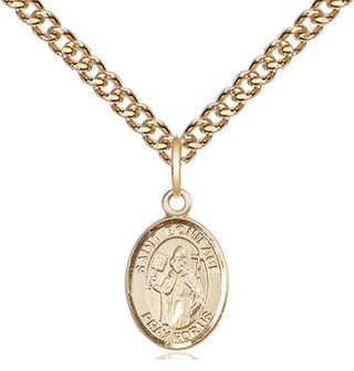 14kt Gold Saint Boniface Medal Engraved Catholic Saint Jewelry