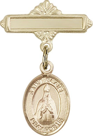 14kt Gold Filled Polished Badge Pin St. Blaise Baby Badge - Engravable