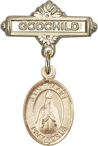 14kt Gold Filled Godchild St. Blaise Baby Badge - Engravable