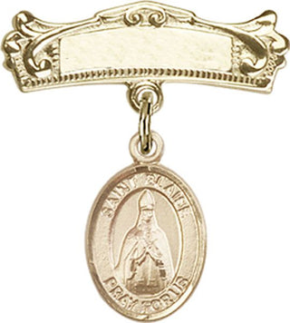 14kt Gold Badge Pin St. Blaise Baby Badge - Engravable